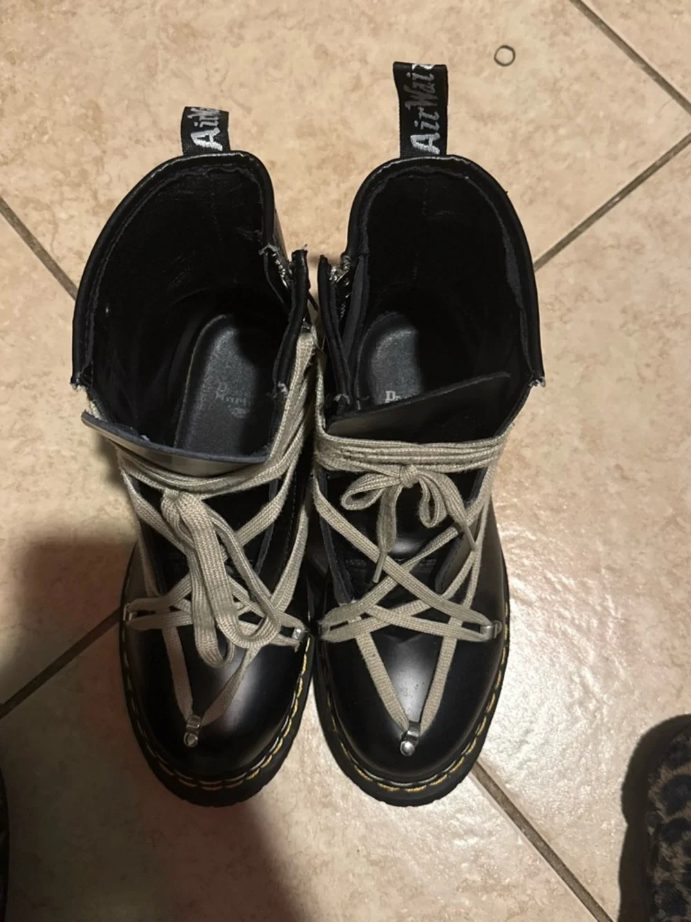 Dr. Martens Rick’s Black Platform Lace-Up Boots with Cream Laces